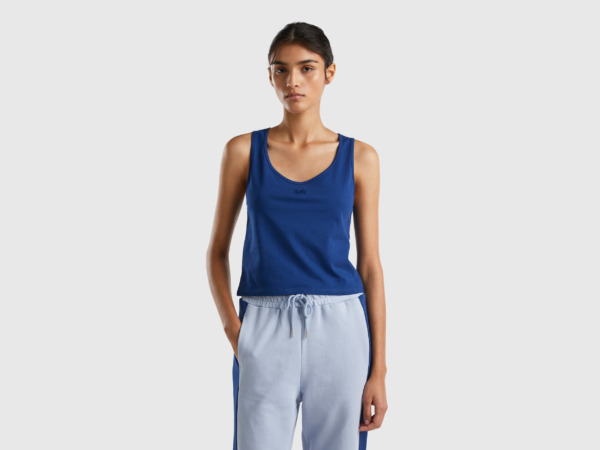 Benetton United Colors Of Cropped Top In Blue Blue Female Womens TOPS GOOFASH