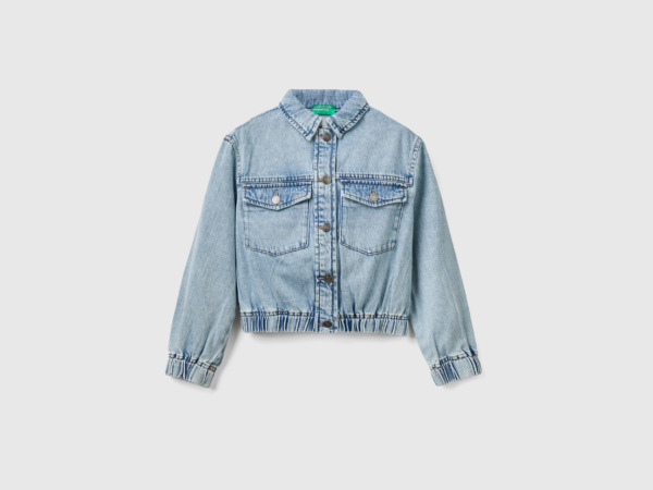 Benetton United Colors Of Denim Jacket With Bags Pale Blue Female Womens JACKETS GOOFASH