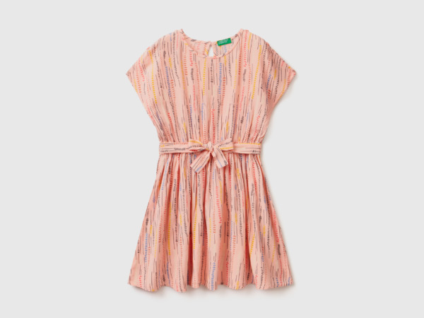Benetton United Colors Of Dress Made Of Sustainable With Pattern Soft Pink Female Womens DRESSES GOOFASH