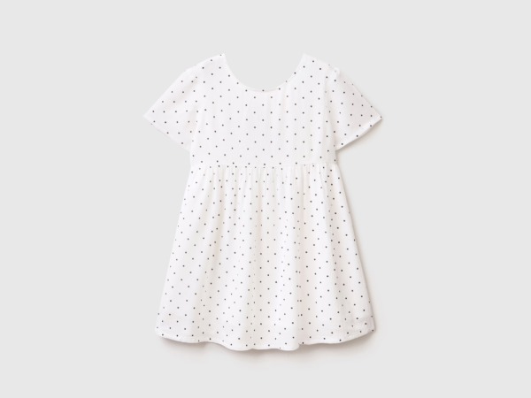 Benetton United Colors Of Dress Made Of Sustainable With Point Pattern White Female Womens DRESSES GOOFASH