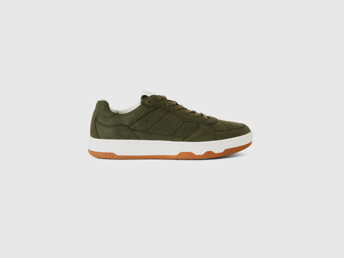 Benetton United Colors Of Flat Sneakers In Military Green Military Green Male Mens SNEAKER GOOFASH