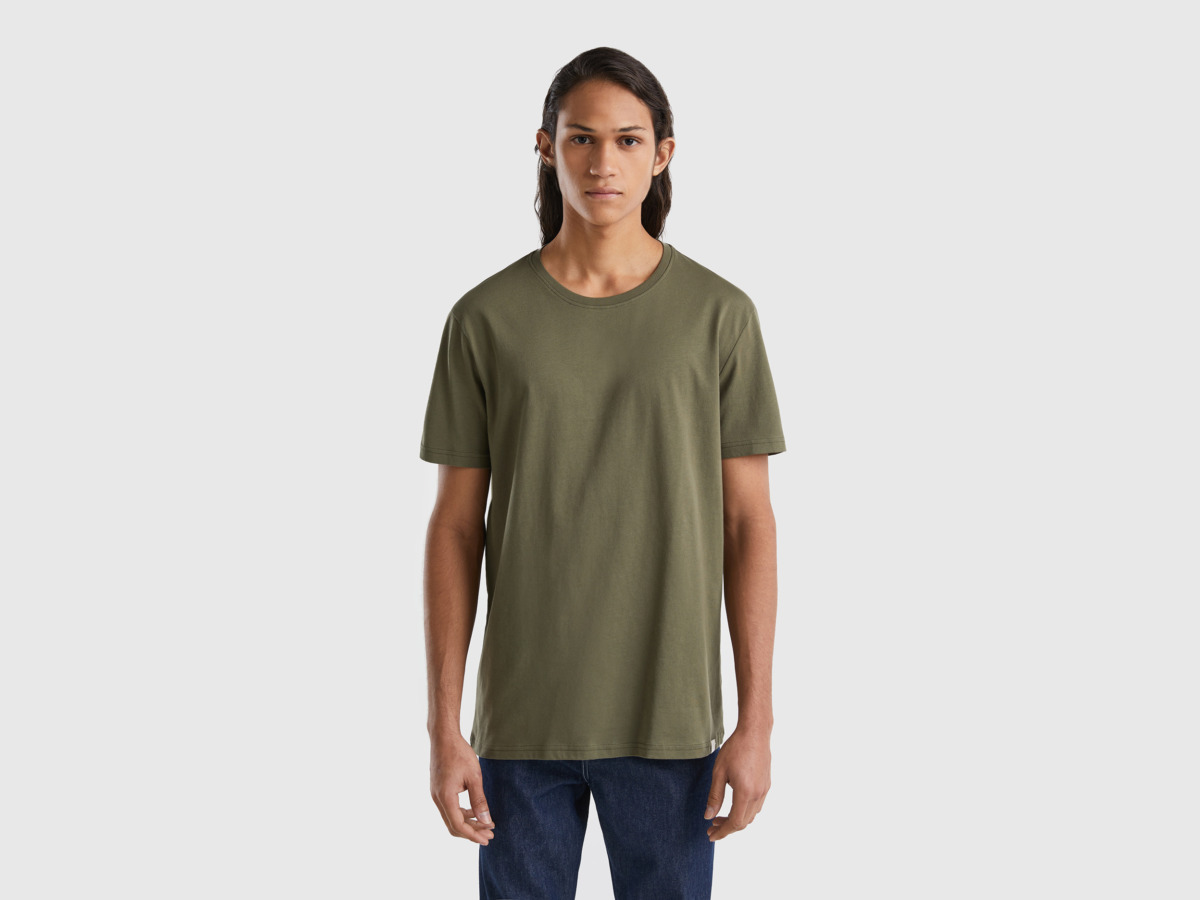Benetton United Colors Of Green T-Shirt Military Green Male Mens T-SHIRTS GOOFASH