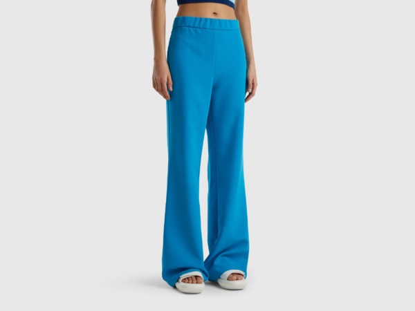 Benetton United Colors Of Impact Trousers With Side Zip Turquoise Female Womens TROUSERS GOOFASH