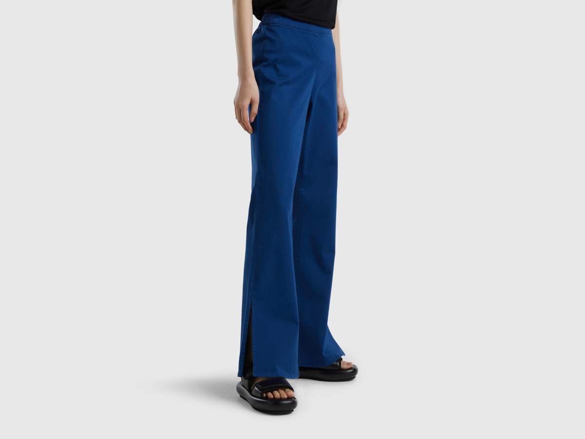 Benetton United Colors Of Impact Trousers With Slots Dark Blue Female Womens TROUSERS GOOFASH