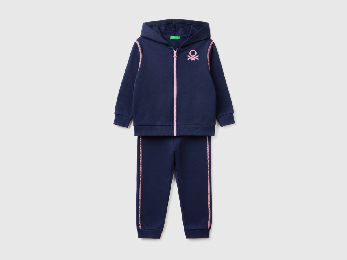Benetton United Colors Of Jumpsuit Made Of Sweaty In Blue Female Womens JUMPSUITS GOOFASH