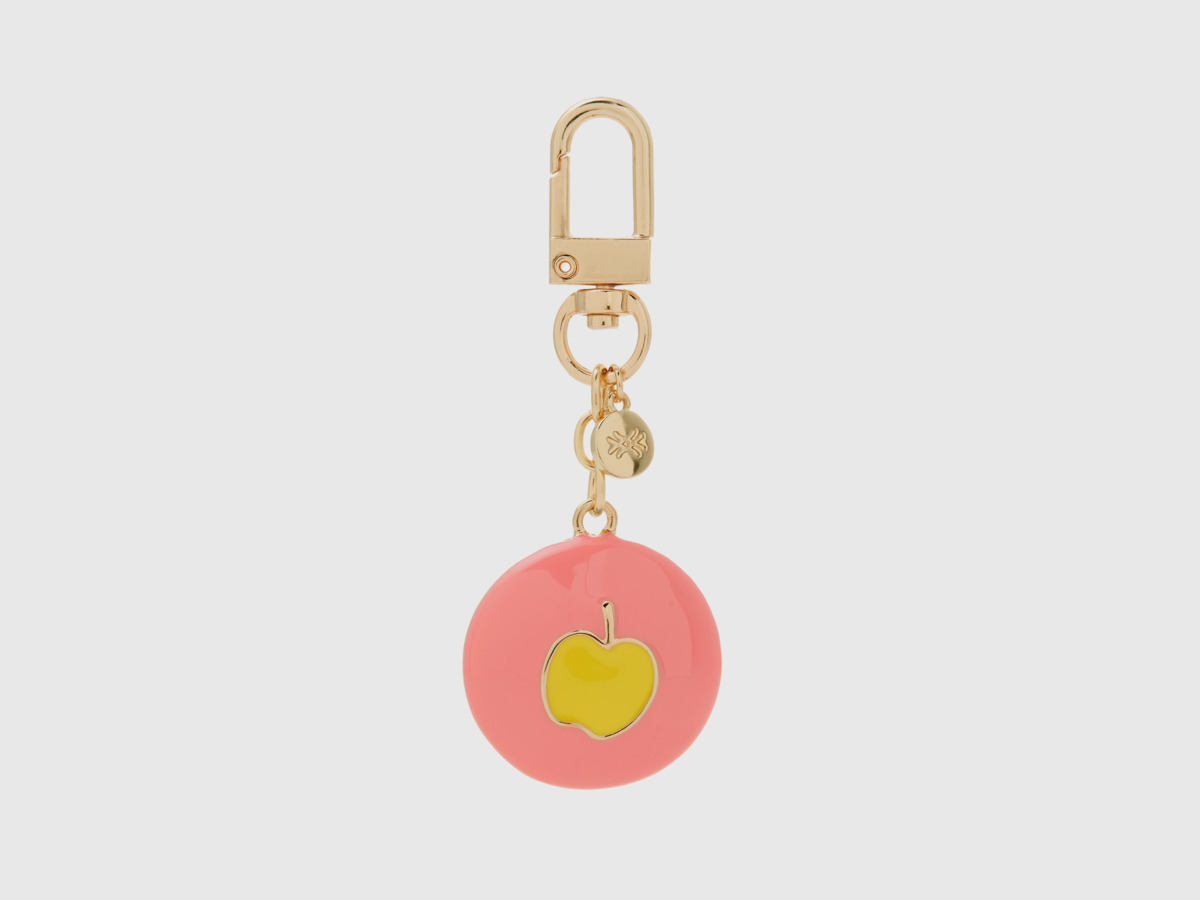 Benetton United Colors Of Keychain With Apple Charm In Pink Os Pink Female Womens JEWELRY GOOFASH