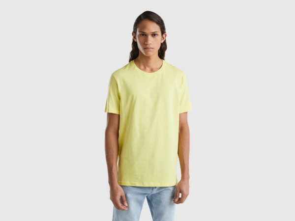 Benetton United Colors Of Lemon Yellow T-Shirt Yellow Male Mens T-SHIRTS GOOFASH