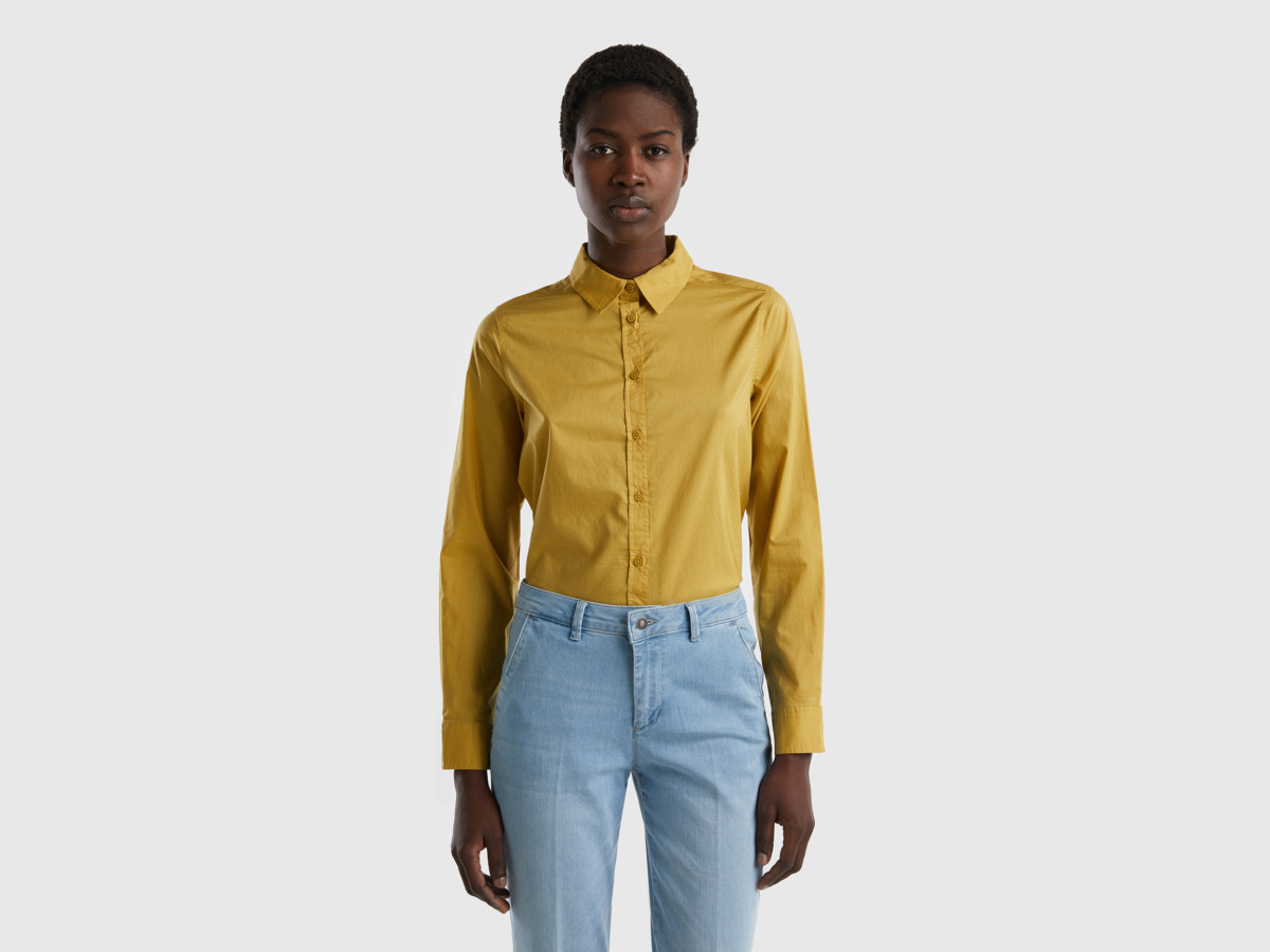 Benetton United Colors Of Light Blouse Made Of Light Mustard Yellow Female Womens BLOUSES GOOFASH