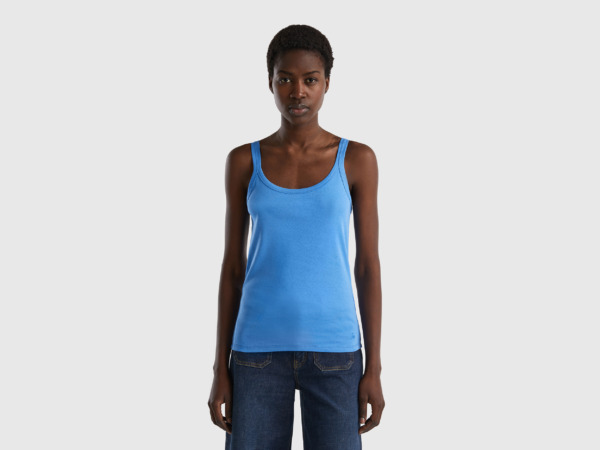 Benetton United Colors Of Light Blue Top Made Of Pure Light Blue Female Womens TOPS GOOFASH
