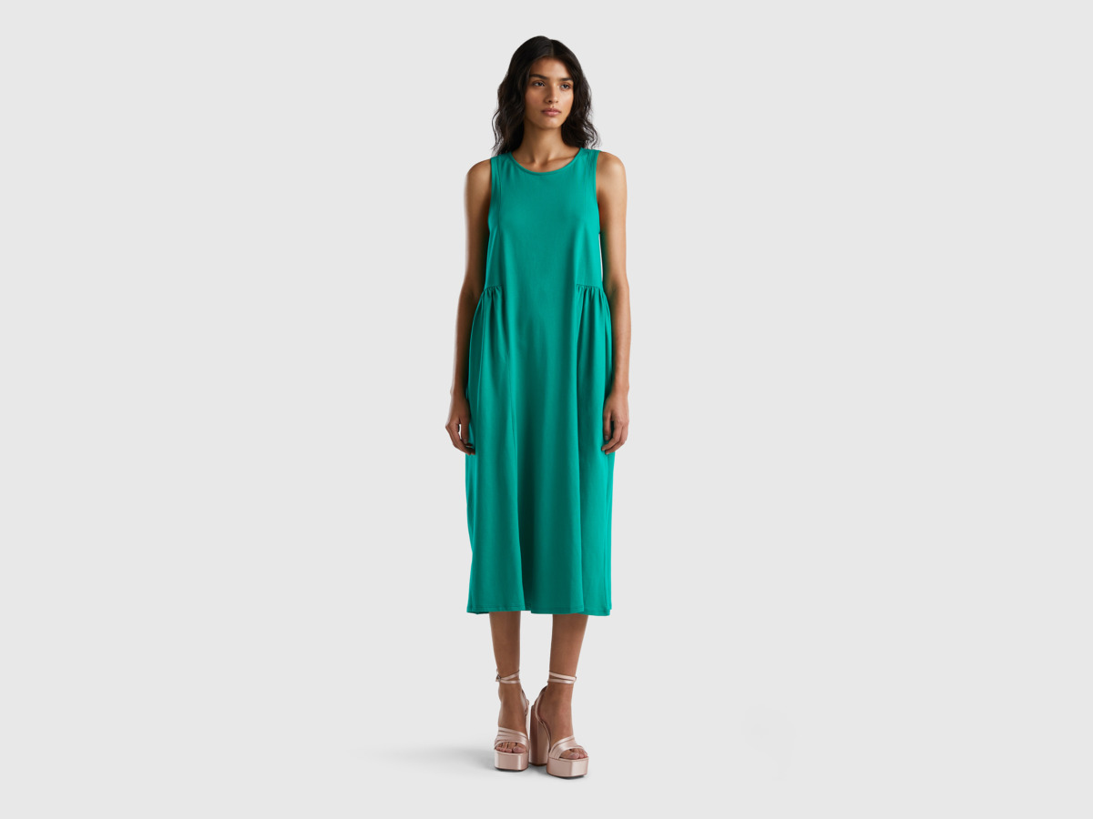 Benetton United Colors Of Long Sleeveless Dress Green Female Womens DRESSES GOOFASH