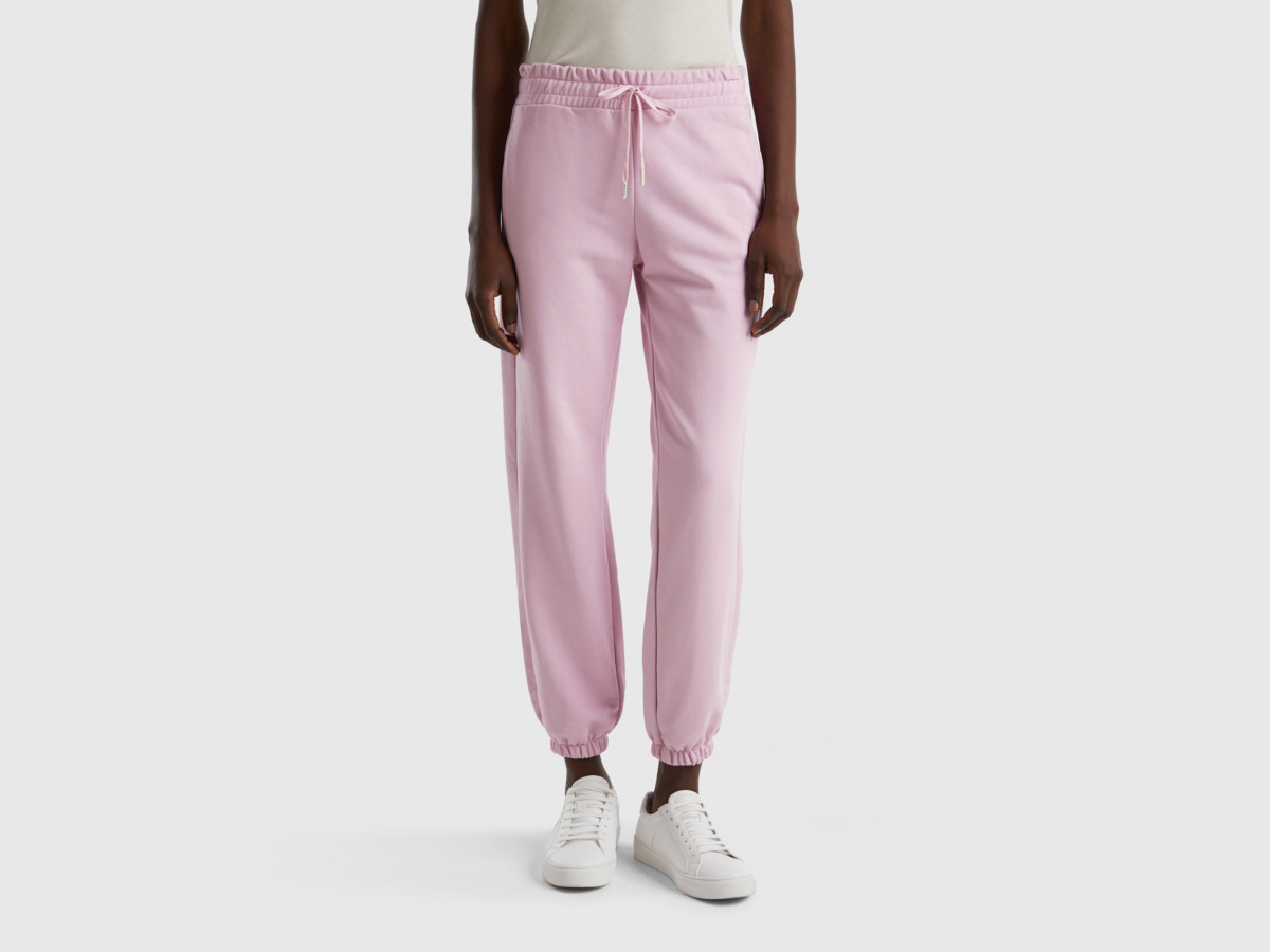 Benetton United Colors Of Loose Fit Pants Made Of Sweaty Pink Female Womens TROUSERS GOOFASH