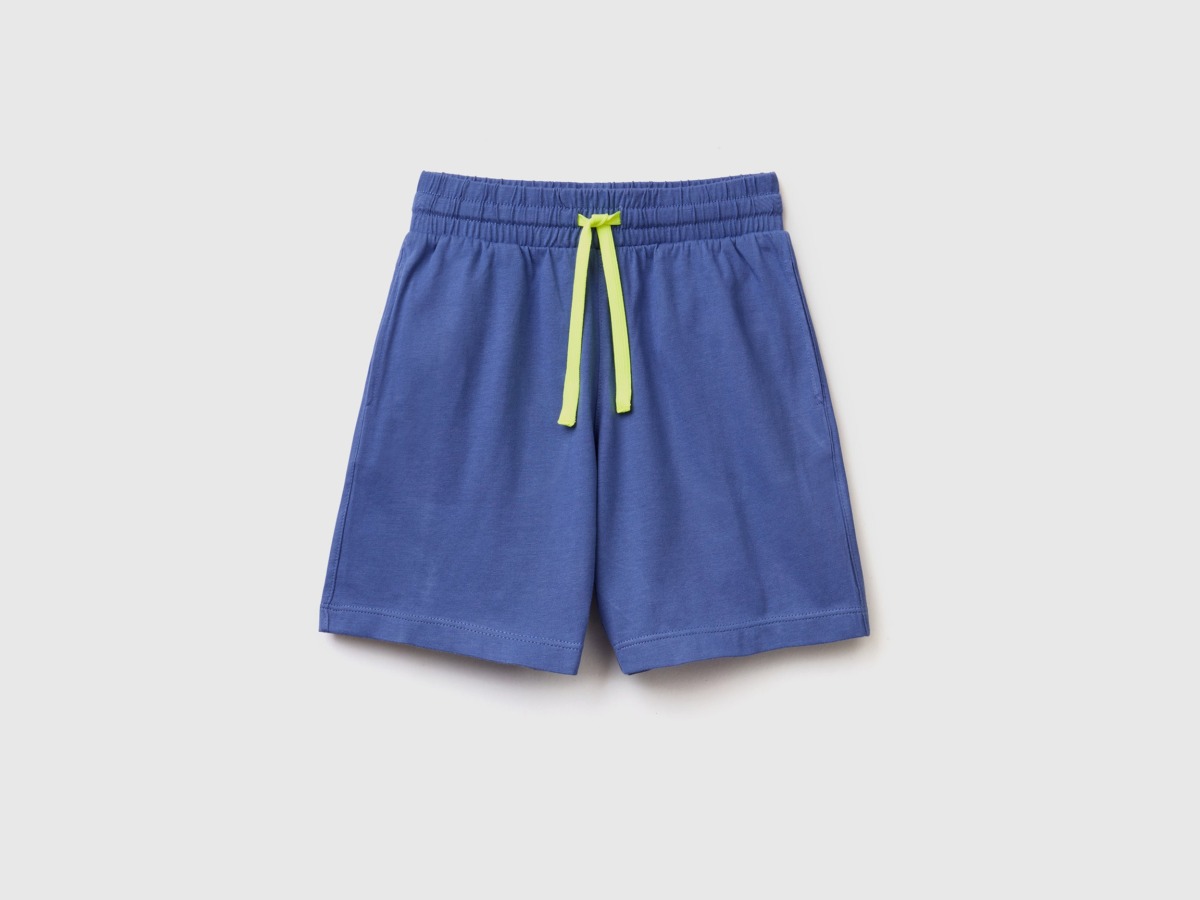 Benetton United Colors Of Micky Ma Bermudas With Tunnel Train Blue Male Mens SHORTS GOOFASH