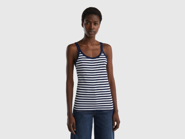 Benetton United Colors Of Online Exclusive Top Made Of With Dark Blue Stripes Dark Blue Female Womens TOPS GOOFASH