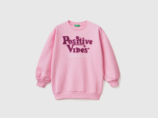 Benetton United Colors Of Over Sweatshirt With Embroidery Pink Female Womens SWEATERS GOOFASH