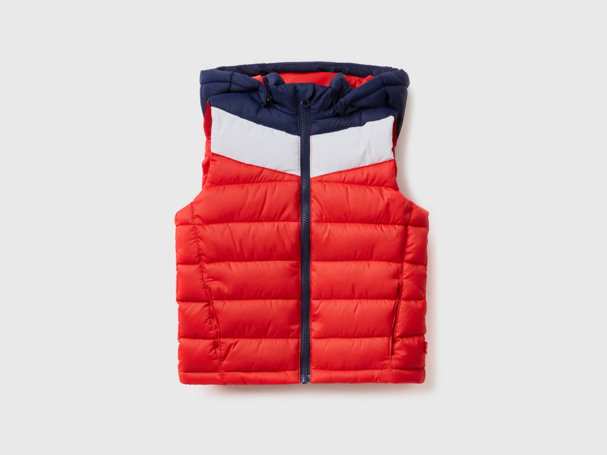 Benetton United Colors Of Padded Vest With Color Blocks Red Male Mens JACKETS GOOFASH