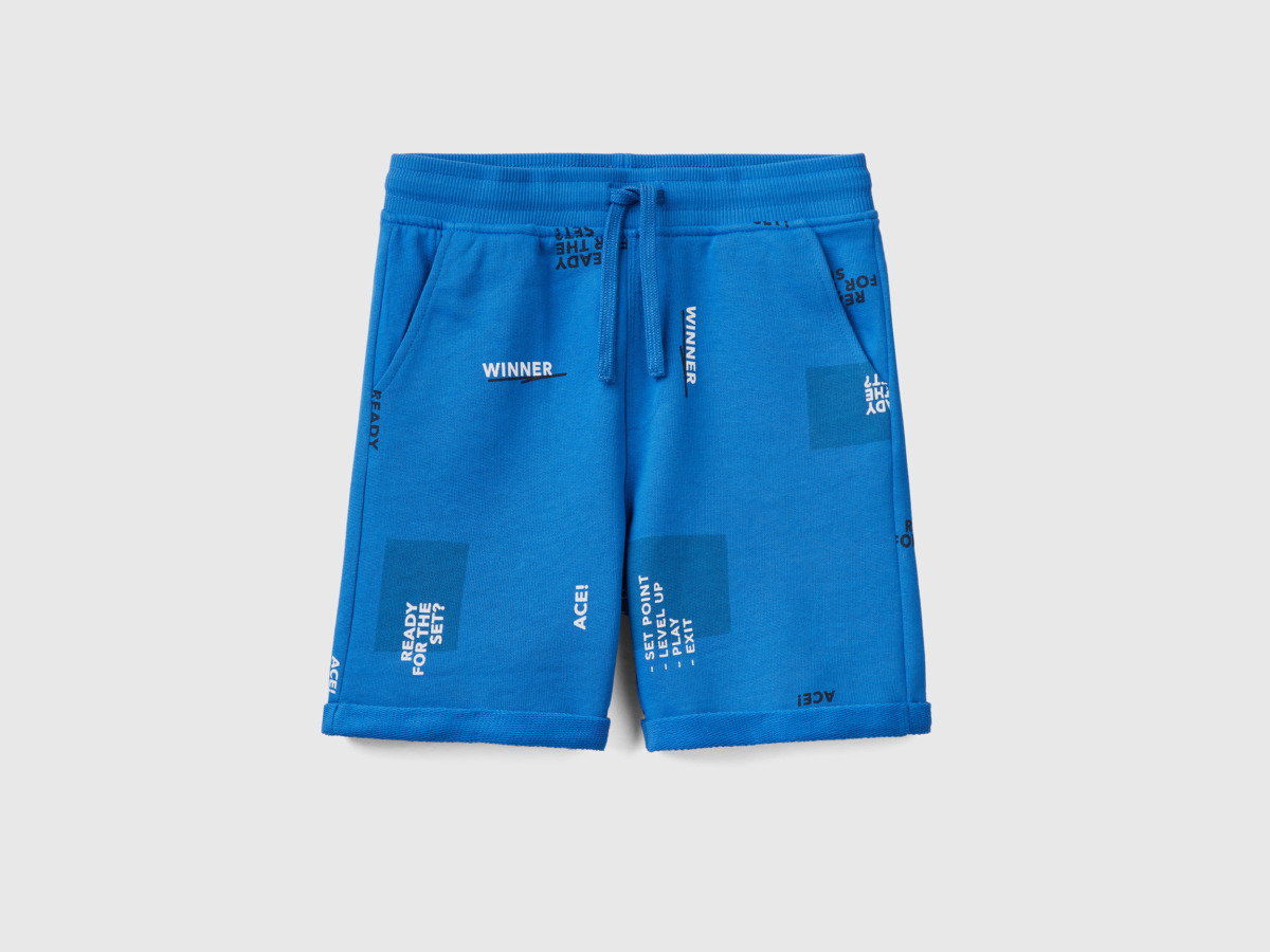Benetton United Colors Of Patterned Bermudas Made Of Sweaty Light Blue Male Mens SHORTS GOOFASH