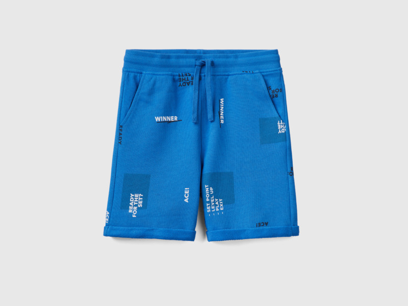 Benetton United Colors Of Patterned Bermudas Made Of Sweaty Light Blue Male Mens SHORTS GOOFASH