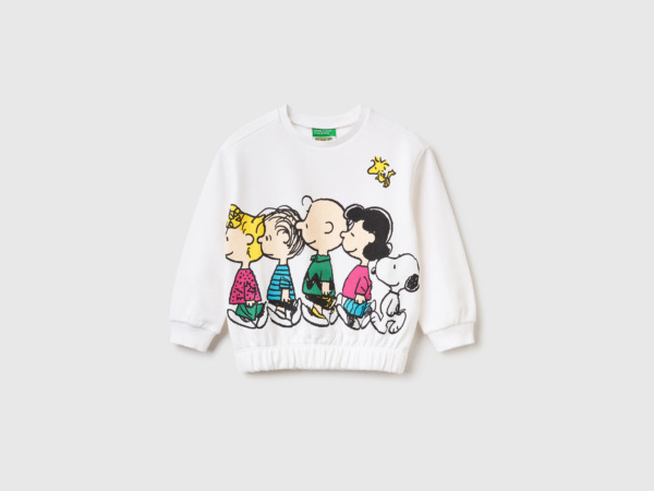 Benetton United Colors Of Peanuts Sweatshirt With Round Neck White Female Womens SWEATERS GOOFASH