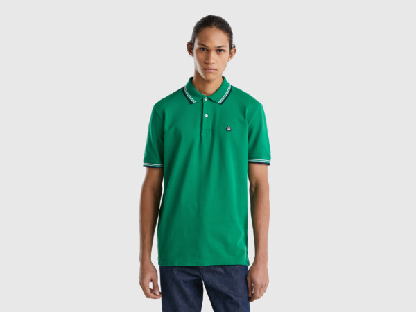 Benetton United Colors Of Polo Made Of Stretchy With Short Sleeves Dark Green Paint Man Mens POLOSHIRTS GOOFASH