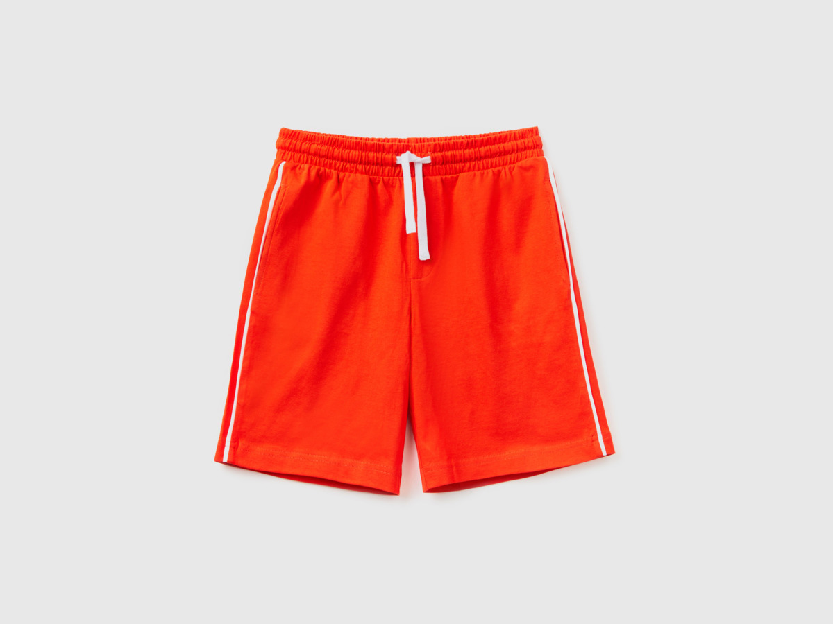Benetton United Colors Of Regular Fit Bermudas With Tunnel Procession Orange Male Mens SHORTS GOOFASH