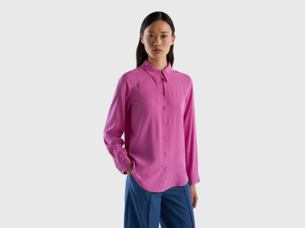 Benetton United Colors Of Regular Fit Blouse Made Of Sustainable Pink Female Womens BLOUSES GOOFASH