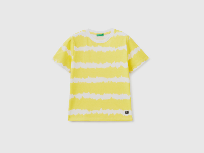 Benetton United Colors Of Regular Fit-Shirt With Batik Pattern Yellow Male Mens SHIRTS GOOFASH