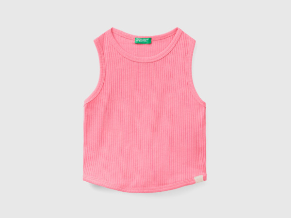 Benetton United Colors Of Ribbed Top Pink Female Womens TOPS GOOFASH