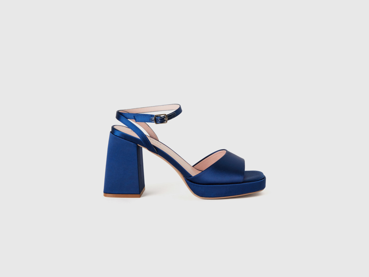 Benetton United Colors Of Sandals Made Of Satin In Blue With Paragraph And Platform Sole Blue Female Womens SANDALS GOOFASH