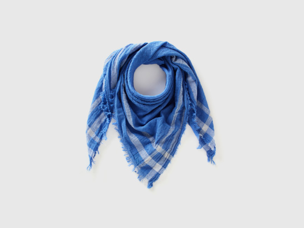 Benetton United Colors Of Scarf In Recycled Mixture Os Blue Female Womens SCARFS GOOFASH