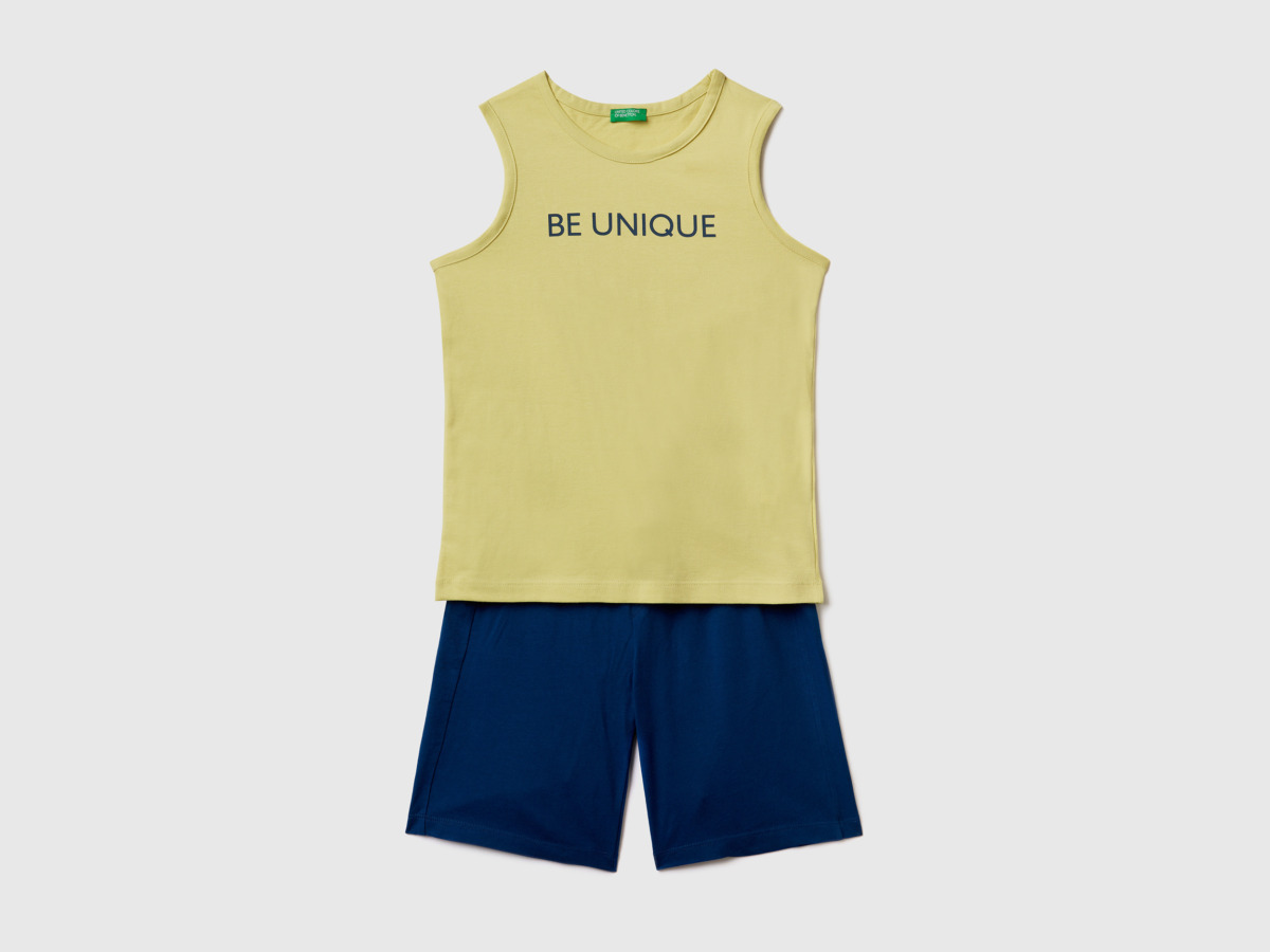 Benetton United Colors Of Set With Top And Bermuda Yellow Male Mens SHORTS GOOFASH