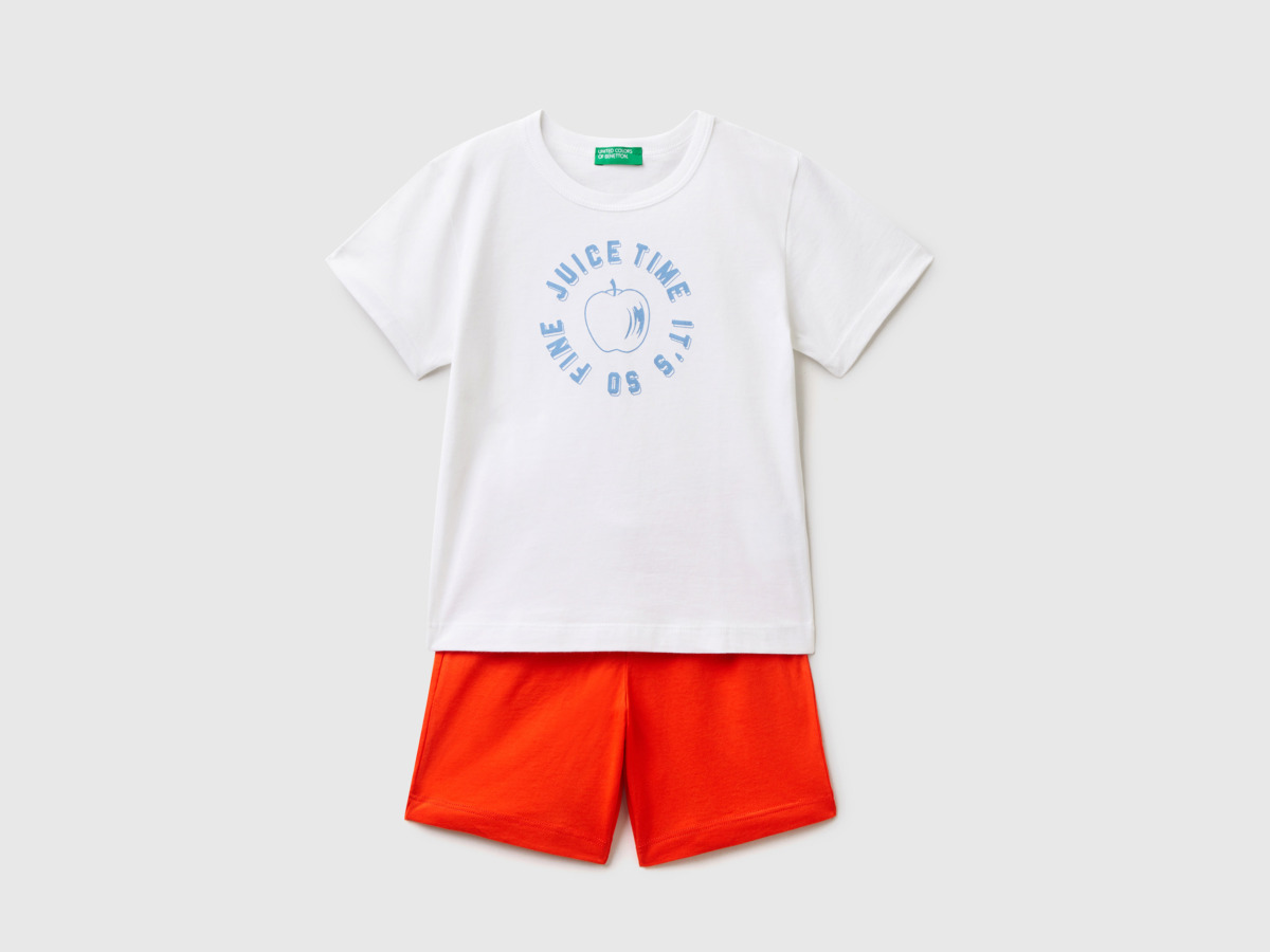 Benetton United Colors Of Set With Top And Shorts White Paint Man Mens SHORTS GOOFASH