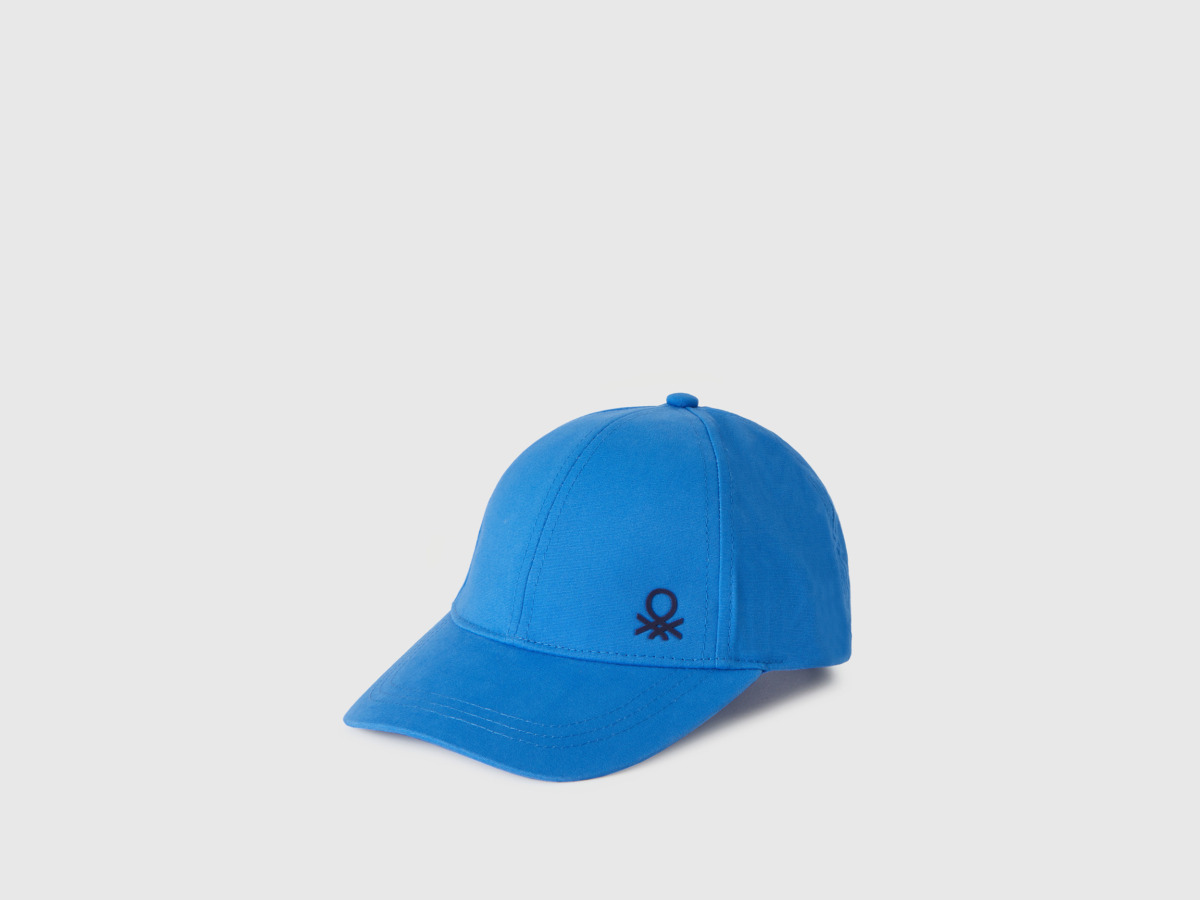 Benetton United Colors Of Shield Hat Traffic Blue Male Mens HATS GOOFASH