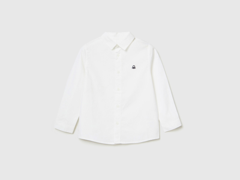 Benetton United Colors Of Shirt Made Of Pure White Male Mens SHIRTS GOOFASH