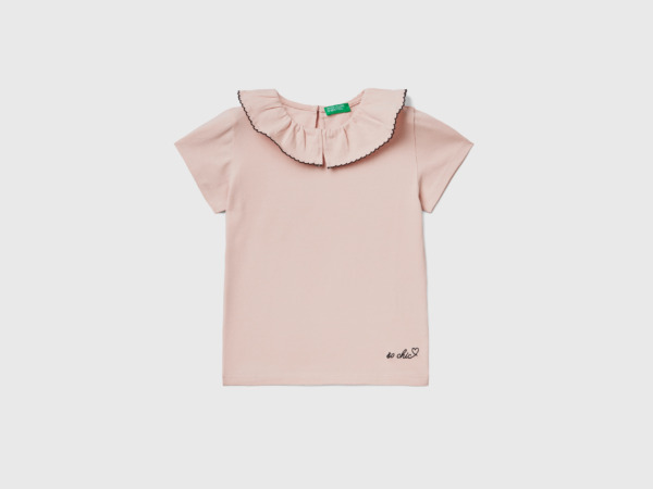 Benetton United Colors Of Shirt With Valance Collar Soft Pink Female Womens SHIRTS GOOFASH