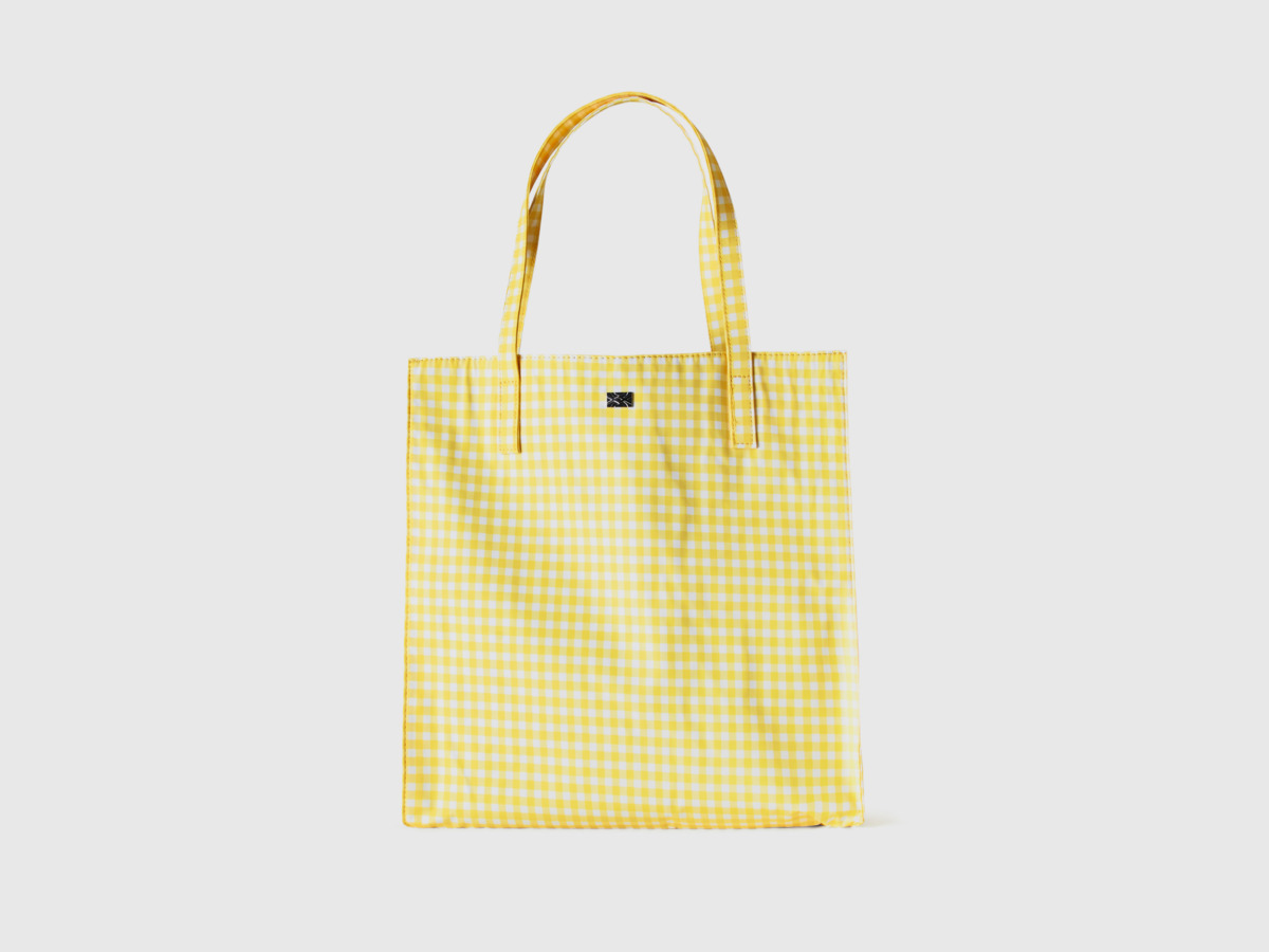 Benetton United Colors Of Shopping Bag In Yellow With Vichy Karos Os Yellow Female Womens BAGS GOOFASH