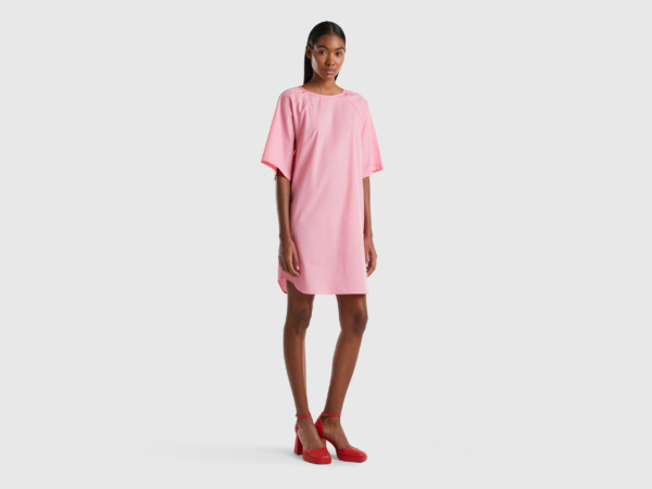 Benetton United Colors Of Short Dress Made Of Light Pink Female Womens DRESSES GOOFASH