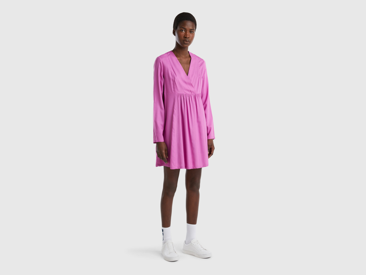 Benetton United Colors Of Short Dress Made Of Sustainable Pink Female Womens DRESSES GOOFASH
