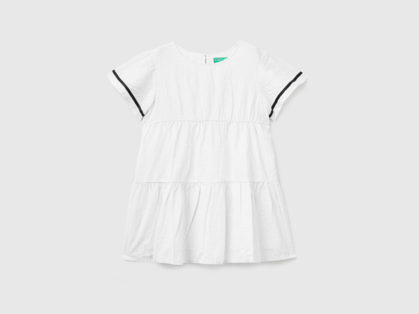 Benetton United Colors Of Short Dress With Ruffles White Female Womens DRESSES GOOFASH
