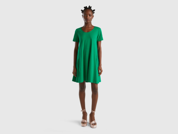 Benetton United Colors Of Short Exhibited Dress Green Female Womens DRESSES GOOFASH