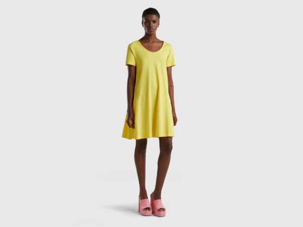 Benetton United Colors Of Short Exhibited Dress Yellow Female Womens DRESSES GOOFASH