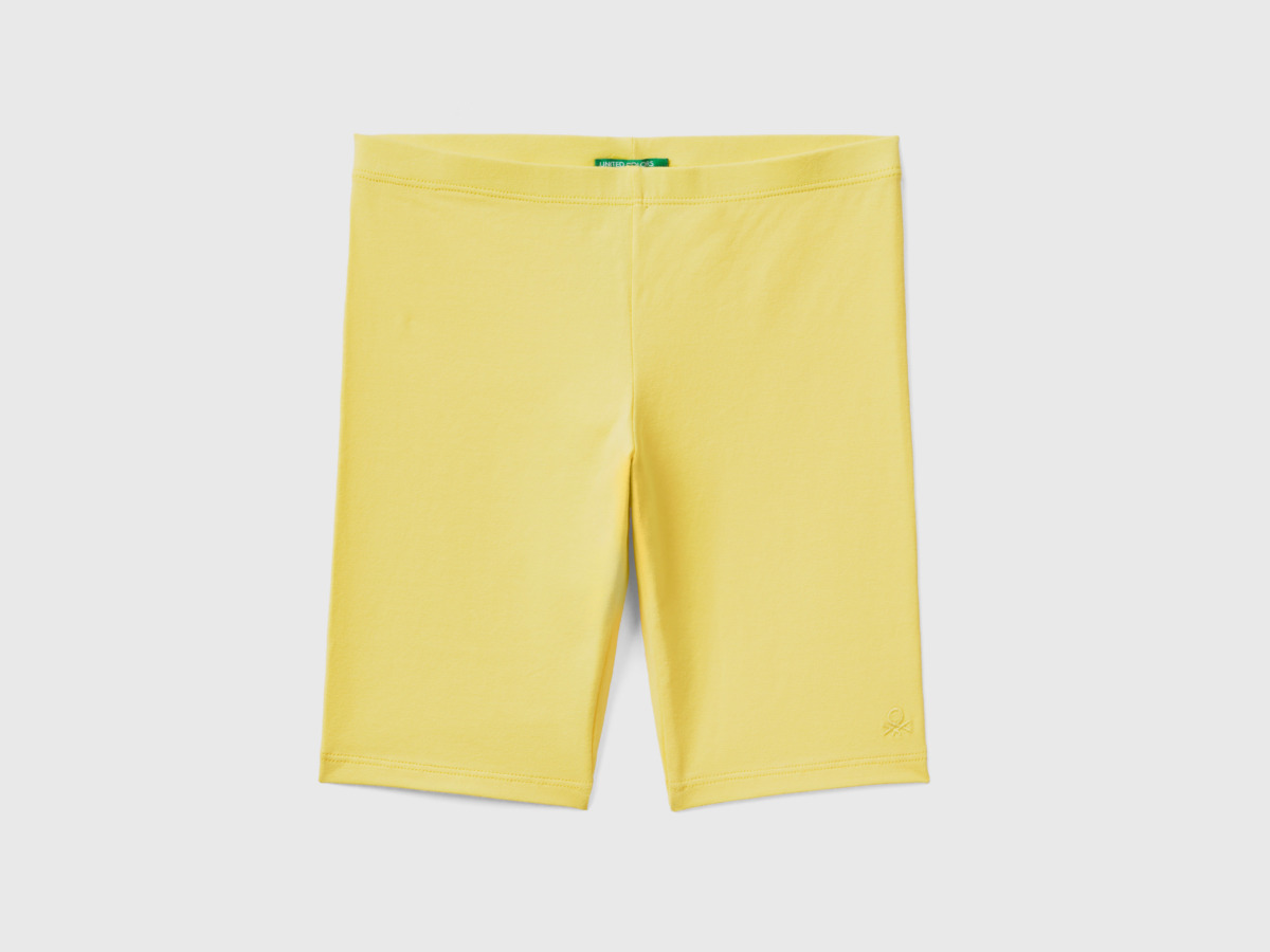 Benetton United Colors Of Short Trousers Made Of Stretchy Yellow Female Womens SHORTS GOOFASH