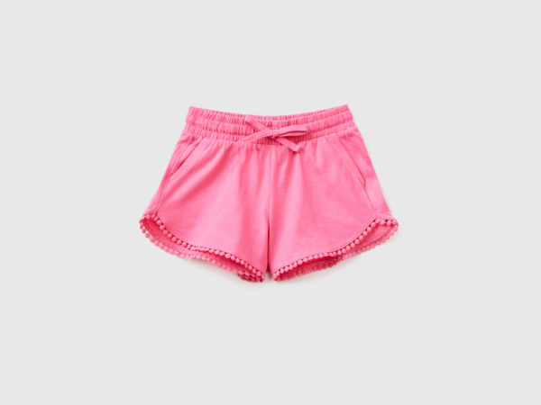 Benetton United Colors Of Short Trousers With Tunnel Train Pink Female Womens SHORTS GOOFASH