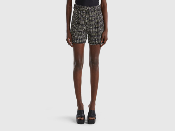 Benetton United Colors Of Shorts From Tweed Black Female Womens SHORTS GOOFASH