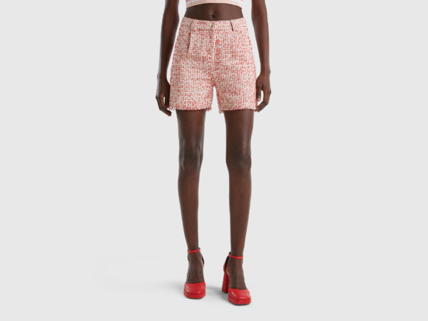 Benetton United Colors Of Shorts From Tweed Pink Female Womens SHORTS GOOFASH
