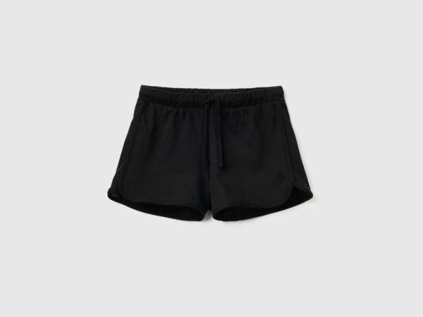 Benetton United Colors Of Shorts In Runner Style Made Of Organic Black Female Womens SHORTS GOOFASH