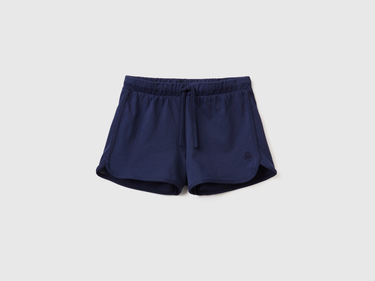 Benetton United Colors Of Shorts In Runner Style Made Of Organic Dark Blue Female Womens SHORTS GOOFASH