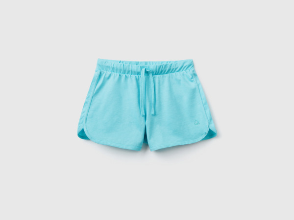 Benetton United Colors Of Shorts In Runner Style Made Of Organic Pale Blue Female Womens SHORTS GOOFASH