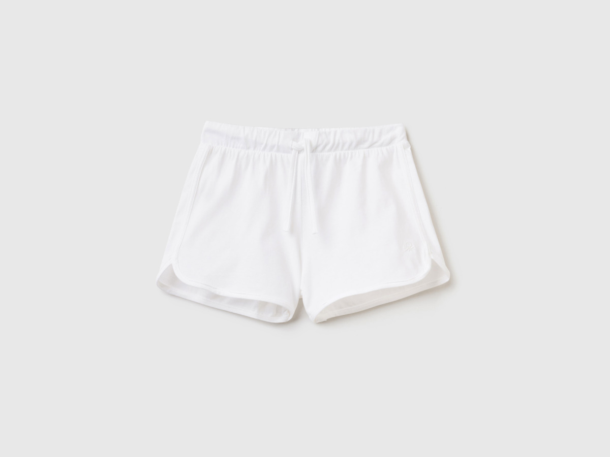 Benetton United Colors Of Shorts In Runner Style Made Of Organic White Female Womens SHORTS GOOFASH
