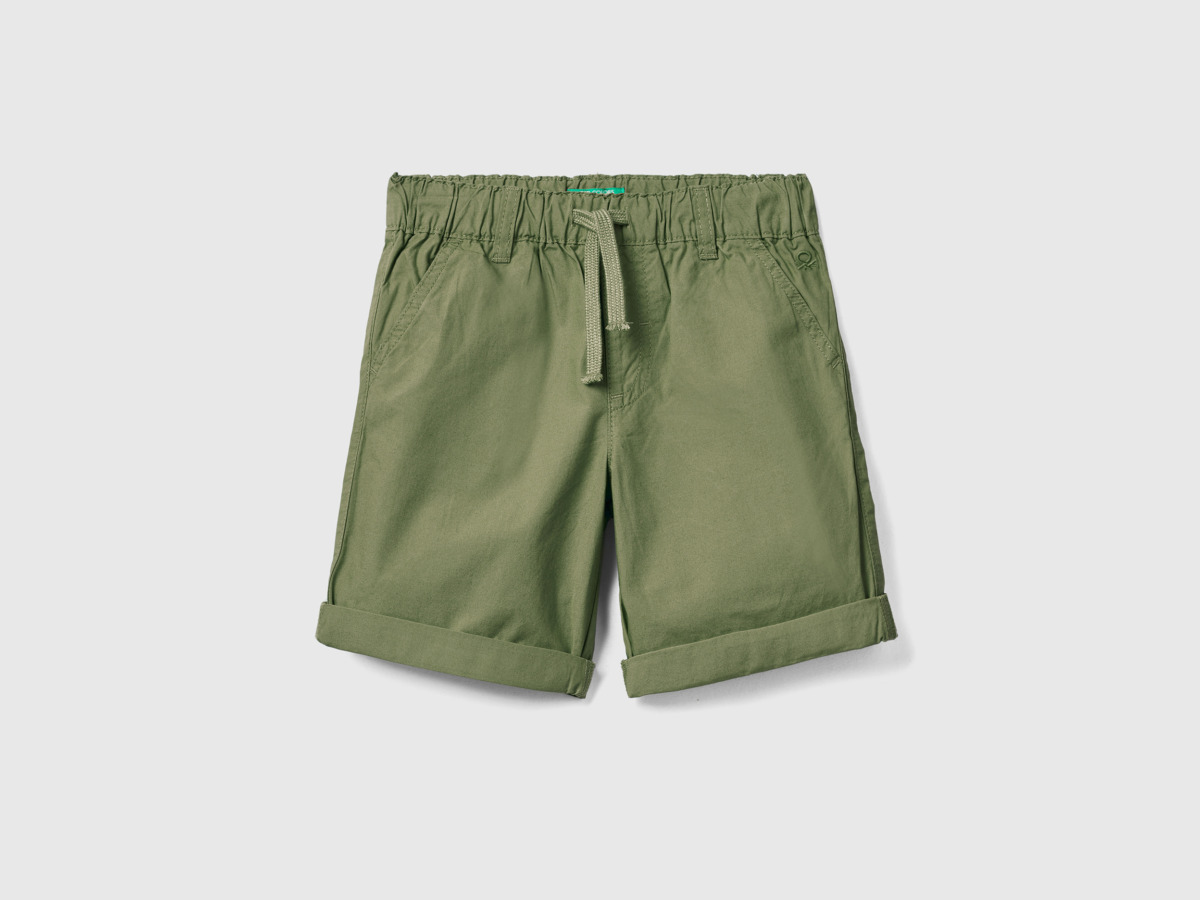 Benetton United Colors Of Shorts In With Tunnel Train Military Green Male Mens SHORTS GOOFASH