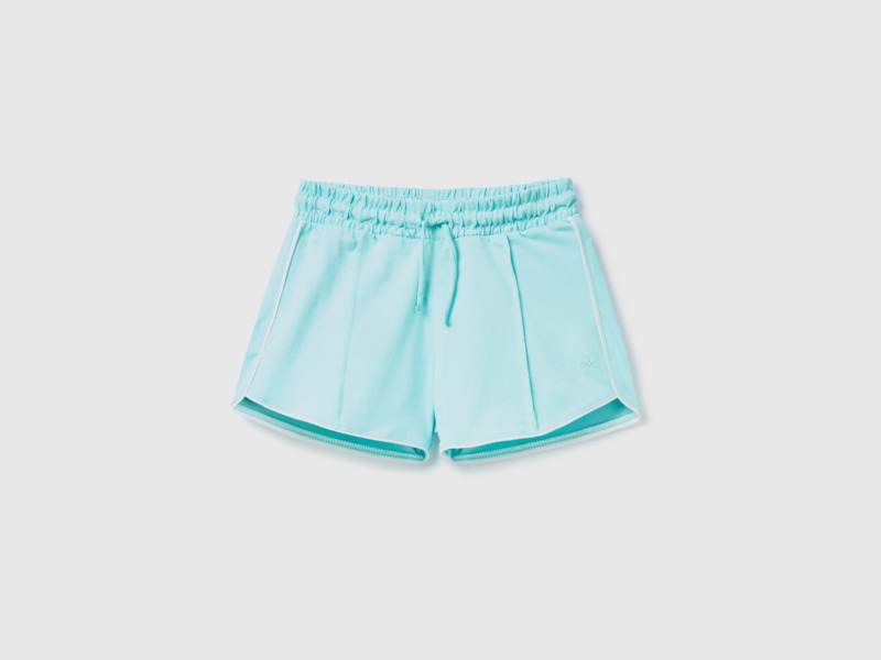 Benetton United Colors Of Shorts In With Tunnel Train Pale Blue Female Womens SHORTS GOOFASH